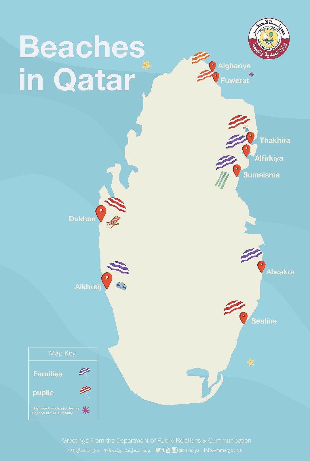 al shamal plaži katar zemljevid