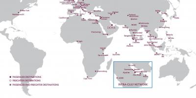 Katar airways network map,